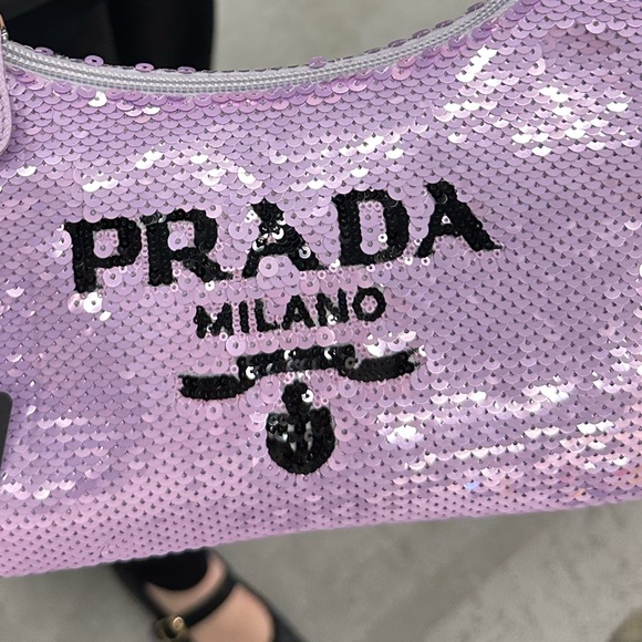 Prada Lilac Sequin Women's logo top handle Bag - Picture 4 of 4